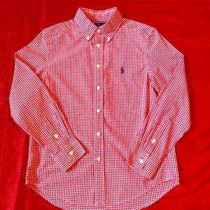 🌟 Ralph Lauren Red Gingham Long Sleeve Button 🌟